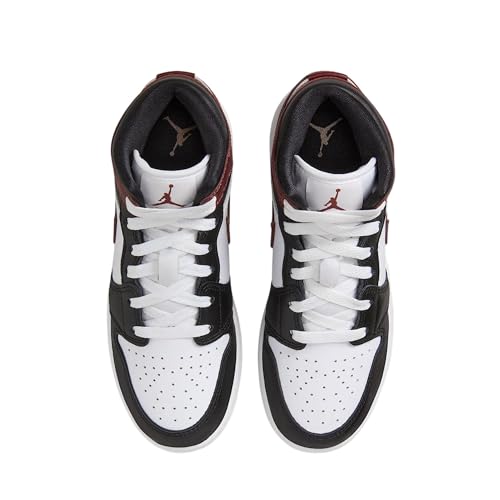 Air Jordan 1 Mid SE Big Kids' Shoes (HF3193-102, White/Black/Dark Pony)