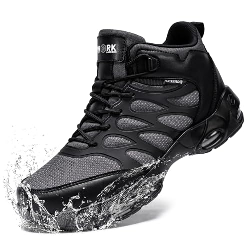 LARNMERN Men Non Slip Boots Restaurant Service Breathable Mesh Waterproof Outdoor Shoes Slip Resistant Work Ankle Boot Che...