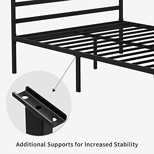 YITAHOME Metal Four Poster Canopy Bed Frame 14 Inch Platform with Built-in Headboard Strong Metal Slat Mattress Support, N...