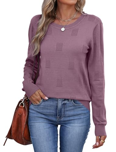 WIHOLL Women 2026 Fashion Pullover Sweater Crew Neck Long Sleeve Shirts Blouse Knit Casual Clouds Top
