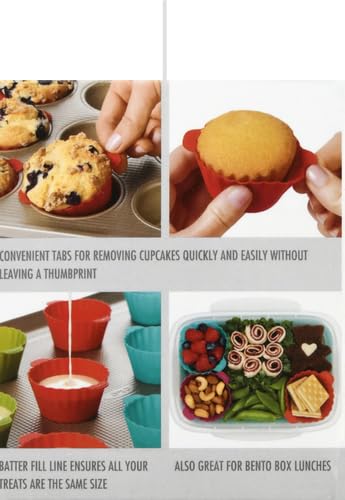 OXO Good Grips Silicone Baking Cups, Pack of 12, Reusable, BPA-Free, Dishwasher Safe, Non-Stick, Food Grade, Cupcake Cups, Muffin Cups, Cupcake Liners, Muffin Liners