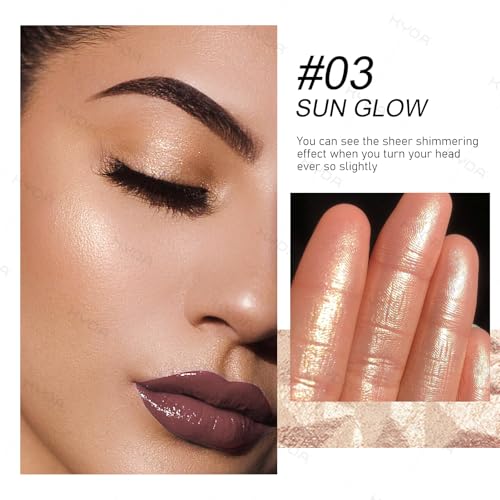 KYDA Face Highlighter Palette, High Glossy Face Illuminator Palette, Natural Glow Finish, Pearl Shimmer Smooth Baked Powde...