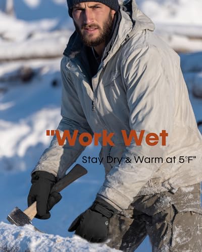 FURTALK Winter Gloves for Men Women Waterproof Windproof Cold Weather Touchscreen Warm Ski Snow Outdoor Work Fleece Lined