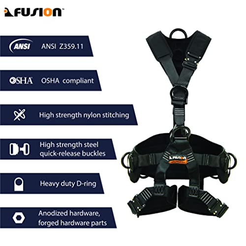 Fusion Tac Rescue Tactical Full Body Eva Padded Heavy Duty Adjustable Zipline Harness 23kn