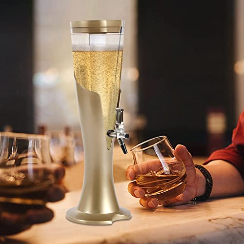 SNKOURIN Beer Tower Beverage Dispenser with Spigot & Ice Tube, 3L/100oz Mimosa Tower Dispenser for Parties Bars, Durable, ...