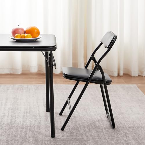 VECELO Kids Folding Activity Table and Chair Set, with Ultra Soft Padded Cushion, 5 Piece, Black