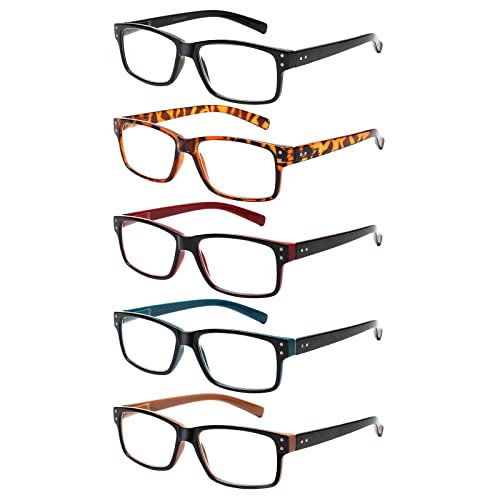 NORPERWIS Reading Glasses 5 Pairs Quality Readers Spring Hinge Glasses for Reading for Men and Women (5 Pack Mix Color -2,...