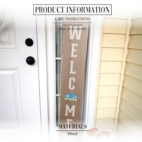 Pavilion Gift Company - Welcome To Our Camp - 48" Tall x 8" Long Porch Sign Decoration Decorative Outdoor Accessory Indoor...