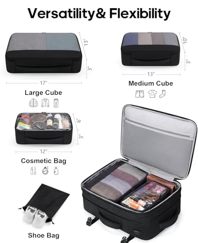 Bagsure Travel Backpack Carry On Backpack 42L Flight Approved, Expandable Laptop Backpack with Packing Cubes & Shoe Pocke...