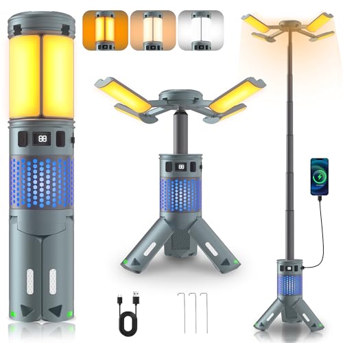 Camping Lights, Rechargeable Telescopic Camping Lights with Stand,12,000mAh Camping Lanterns & Lights with RGB, Magnetic B...
