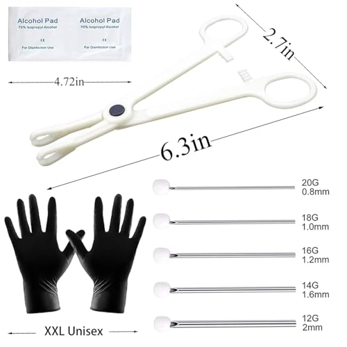 Lyuxzad Piercing Kit 35PCS Professional Piercing Kit Includeds 25PCS Mixed 12G 14G 16G 18G 20G Ear Nose Piercing Needles 2...