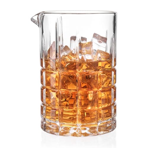 Tequibar Cocktail Mixing Glass, 18.5oz Crystal Mixing Glass, Thick Bottom Bar Stirring for Whiskey Manhattan Martini