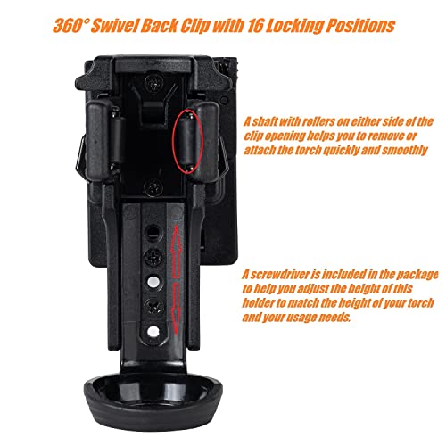 TACNEX Quick Release Flashlight Holder w/MOLLE Vest Clip Tactical Torch Holster Carrier Rotatable Light Carry Case Stand f...