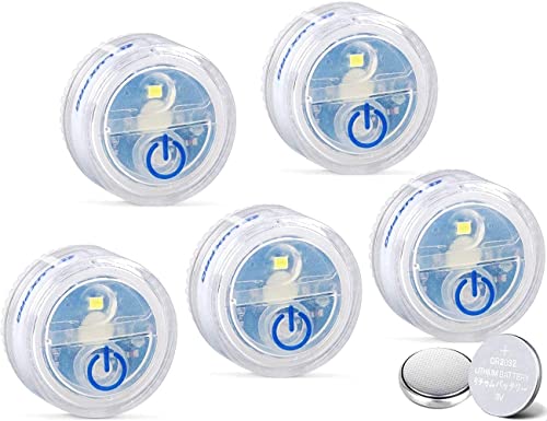 LUXPRO Waterproof Micro LED Puck Lights - 5 Pack Tap Lights Battery Powered - Adhesive Lighting Ideal for Under Cabinets, ...