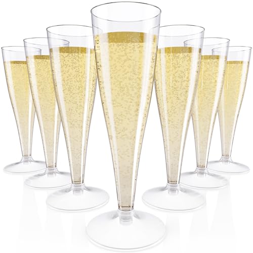 JOLLY CHEF 100 Pack Plastic Champagne Flutes Disposable 4.5 oz Clear Plastic Champagne Glasses Suitable for Wedding, Thank...