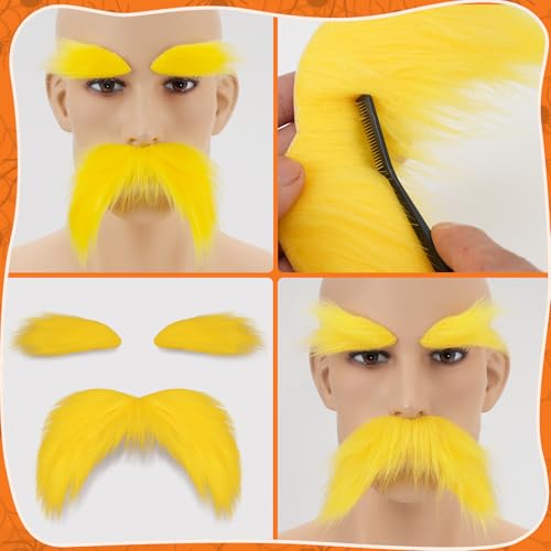 Shzbtdo Mustache and Eyebrows, Funny Cosplay Costume Accessories,Self Adhesive Fake Beard Mustaches Bushy Eyebrows 1