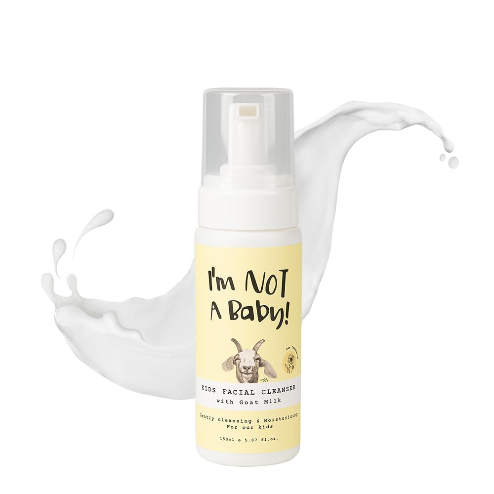 I'm NOT A Baby! Kids Face Wash Facial Cleanser - Gentle Goat Milk Formula for Sensitive Skin, Deep Hydration, Tear-Free, Hypoall