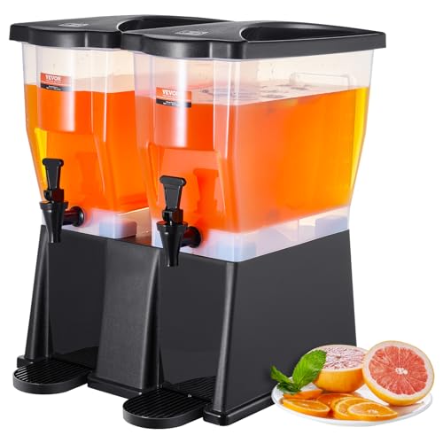 VEVOR Beverage Dispenser, 3 Gallon x 2 Drink Dispensers for Parties, Plastic Juice Dispenser with Stand Spigot Lid, Iced T...