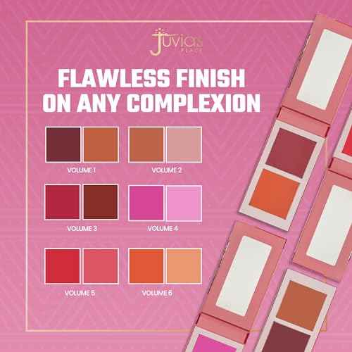 Juvia's Place Blushed Duo Blush Volume4 - Two Tone Pigmented Buildable Pressed Mineral Powder - Rosy Natural Cheeks Matte Fresh Finish for All Skin Color