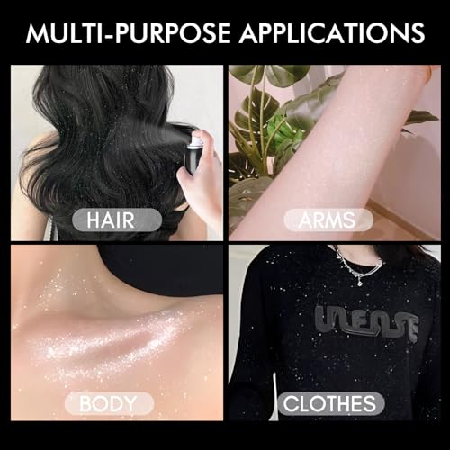 Ragkun Body Glitter, Body Glitter Spray, Glitter Spray for Hair and Body, Long-Lasting and Quick-Drying Silver Glitter Hai...