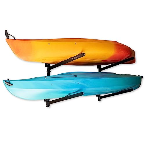 StoreYourBoard G-Kayak Wall Rack – Heavy-Duty Indoor Kayak Rack for 2 Boats, Adjustable Storage Wall Mount Hanger, Space-S...