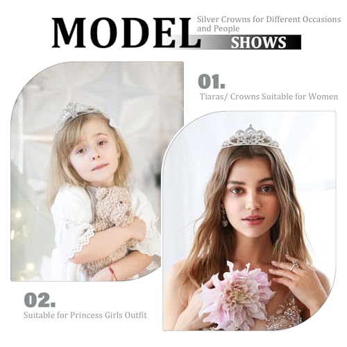 Tihebax 16 Pcs Tiaras Crowns Headbands for Women Girls Silver Princess Tiara Bulk Crown Tiaras Rapunzel Crown for Wedding ...