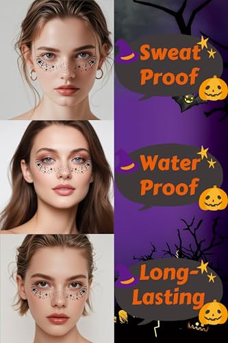 6PCS Halloween Spider Glitter Freckles Face Tattoo, Halloween Makeup Patches for Face Rave Costume Accessories (Spider Kiss)