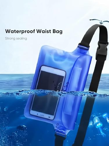 Waterproof Waist Pouch, Screen Touch Sensitive Waterproof Dry Bag with Adjustable Waist Strap, Keep Your Phone Dry for Swi...