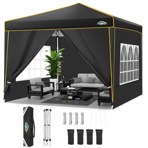 COBIZI 10x10 Pop Up Canopy with Sidewall, Commercial Canopy UPF 50+ Waterproof Outdoor Gazebo with Carry Bag, Tents for Pa...