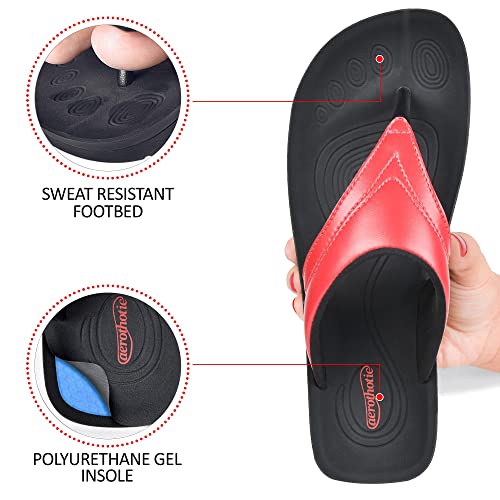 AEROTHOTIC Arch Support Flip Flops for Women Comfortable Stylish Straps with Non Slip Footbed Fashion Dressy Sandals Outdo...