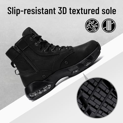 LARNMERN Non Slip Mens Boots Slip Resistant Work Shoes Sole-Cushion Side Zipper Comfort Botas Militares Hombre Zapatos de ...