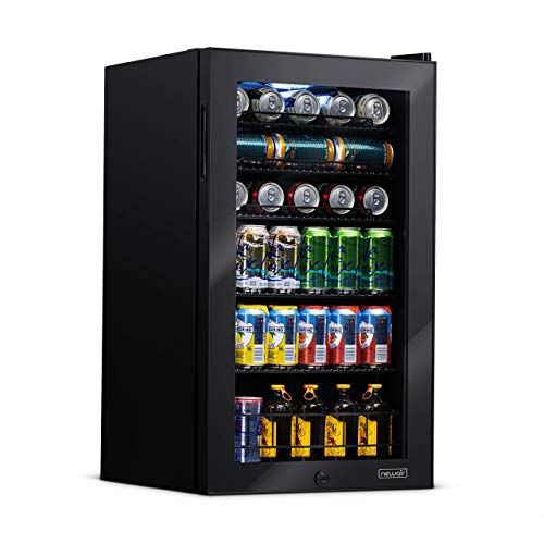 NewAir 126 Can Beverage Refrigerator | Freestanding Small Mini Fridge for Bedroom with Glass Door | Drink Cooler with Adju...
