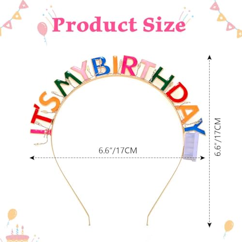 DRESBE Light Up Birthday Headband LED Its My Birthday Headbands Glow Party Hair Accessories for Women (Colorful)