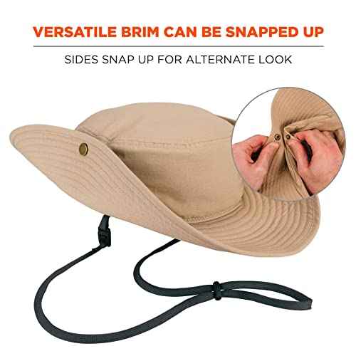 Ergodyne unisex adult Lightweight Ranger - Mesh Paneling Sun Hat, Khaki, Large-X-Large