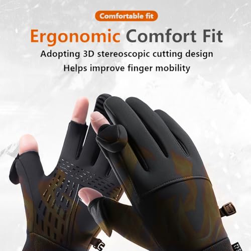 Winter Fingerless Gloves for Men Women,Waterproof, Touchscreen, Thermal Sport Gloves for Fishing Running Cycling Driving H...