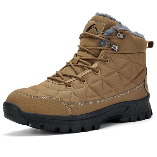 UPSOLO Men's Snow Winter Boots Lightweight Waterproof Fur Lined Anti-slip Cold Weather Shoes