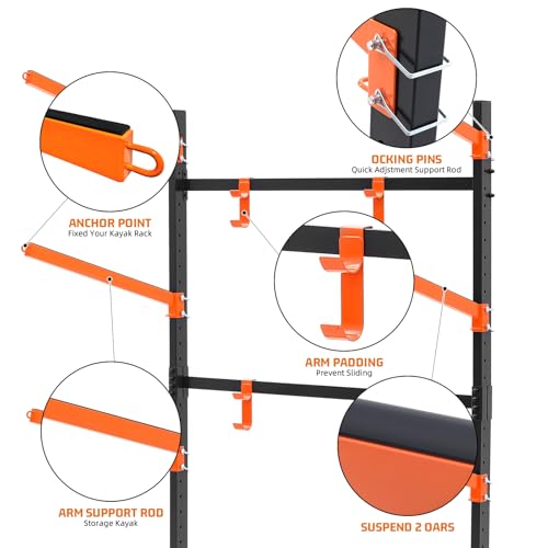 UOKRR Kayak Storage Rack, Freestanding Kayak Racks for Garage, Heavy Duty Adjustable Kayak Stand Indoor Outdoor Storage Ra...