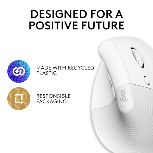 Logitech Lift for Mac Wireless Vertical Ergonomic Mouse, Bluetooth, Quiet Clicks, Silent Smartwheel, 4 Customizable Button...
