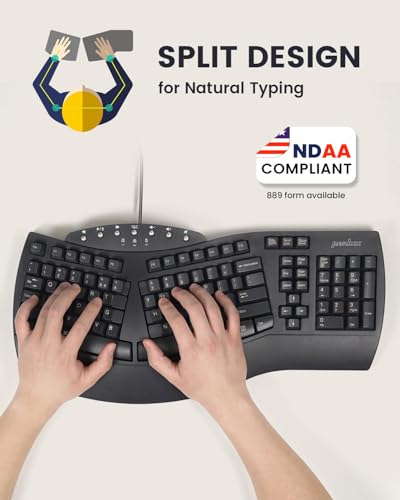 Perixx PERIBOARD-512B Wired Ergonomic Keyboard - Split Keyboard, Wrist Rest, Natural Typing - Wired USB Connectivity - US ...
