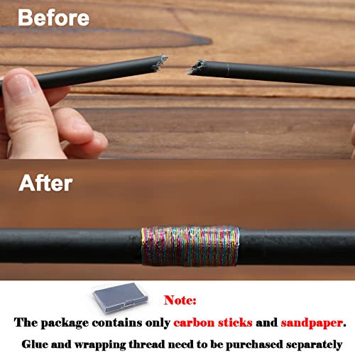 FishTrip Fishing Rod Repair Kit Complete with Epoxy,10pcs Carbon Fiber Sticks Pole Building Kit, AB Glue, Wrapping Thread ...