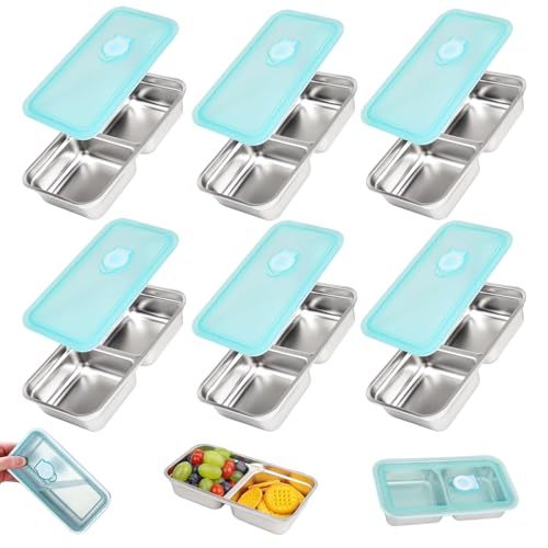 Thrseely 6PCS Grab and Go Snack Containers Reusable, Stainless Steel Double Compartment Snack Containers, Dishwasher- Reus...