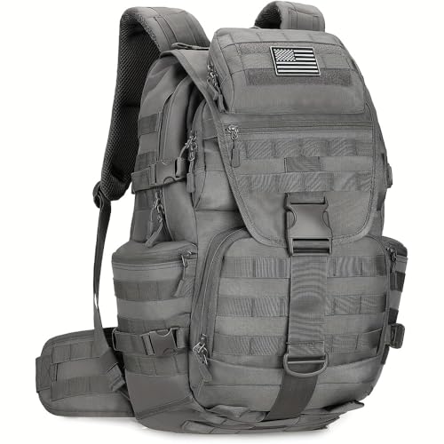 HongXingHai 50L Military Tactical Backpack 3 Day Assault Pack Molle Daypack Hiking Backpack for Men and Women (Gray)