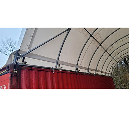 Mytee Products 40'(L) x 40'(W) Shipping Container Canopy Shelter - 21 Oz 610 GSM PVC White Cover Storage Container Roof wi...