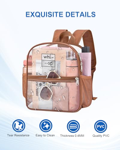 UEASE Clear Backpack for Stadium Events, 12x12x6 Small Clear Plastic bag with Reinforced Straps for Game Security Festival...