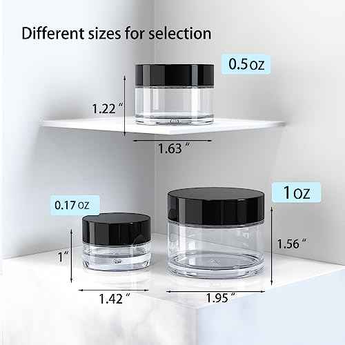 Travel Size Containers for Toiletries, 3 Size 0.17/0.5/1 OZ Small Cosmetic Jars for Makeup Face Creams Moisturizer Lotion, with 2 Pieces Mini Spatulas for Gift (6 Pieces)