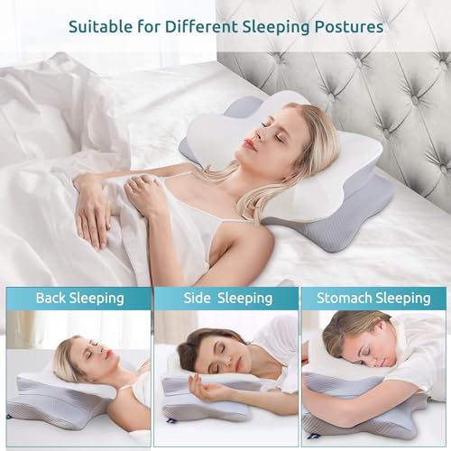 DONAMA Cervical Pillow for Neck and Shoulder,Contour Memory Foam Pillow,Ergonomic Neck Support Pillow for Side Back Stomac...