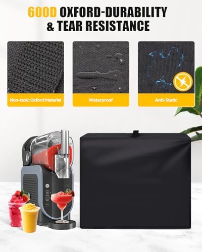 Anti-Static 600D Oxford Slushie Machine Cover for Ninja Professional Slushie Machine FS301/SLUSHi Frozen Drink Maker FS301C – Waterproof & Dustproof Protective Lid for Frozen Beverage Maker, Black