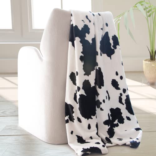 Cow Print Blanket Warm Plush Cute Black Cow Throw Blanket Soft Fleece Flannel Lightweight Throw Blankets Sofa Couch Bed Tr...