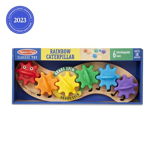Melissa & Doug Rainbow Caterpillar Gear Toy with 6 Interchangeable Gears