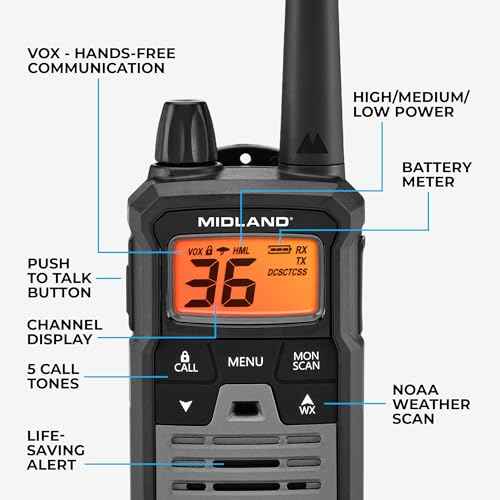 Midland T290VP4 High-Powered GMRS Two-Way Radios | Long-Range Communication with 36 Channels & 121 Privacy Codes | Durable, Water-Resistant Design for Outdoor Adventures